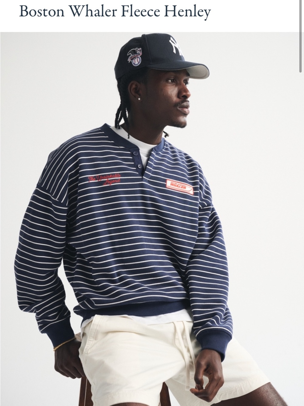 NEW Abercrombie Boston Whaler Fleece Henley Mens XL